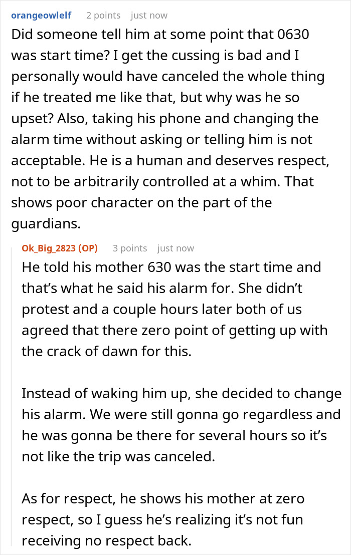 Reddit thread discussing a mountain biking meltdown at 6:30 a.m. involving a man and his girlfriend&rsquo;s son.