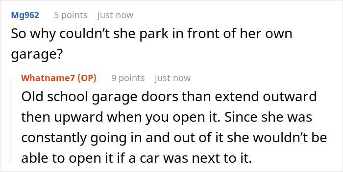 Screenshot of an online conversation discussing a man towing his entitled neighbor&rsquo;s car after blocking his repeatedly.