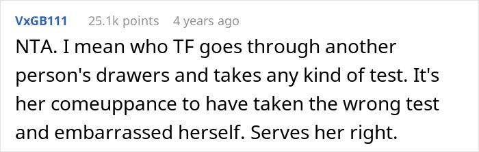 Screenshot of an online comment discussing a woman who took the wrong pregnancy test and faced humiliation. Screenshot of an online comment discussing a woman who took the wrong pregnancy test and faced humiliation.