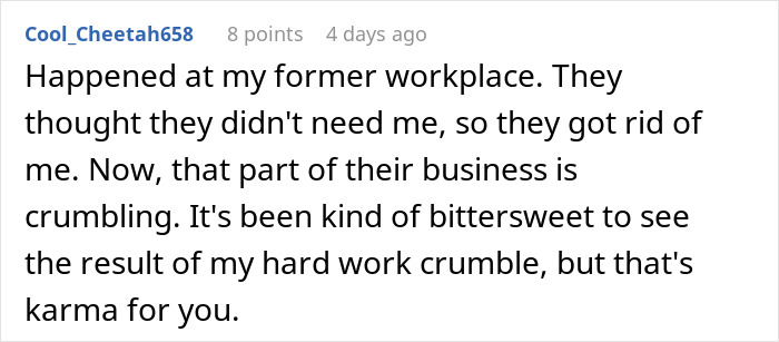 Comment on Reddit about an employee laid off who then poaches company&rsquo;s biggest client, sharing personal experience.