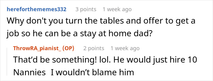 Screenshot of an online discussion about a man who hates how easy everything comes to his wife. Screenshot of an online discussion about a man who hates how easy everything comes to his wife.