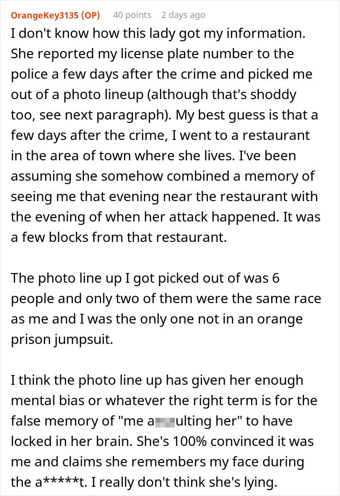 Text excerpt about a man falsely accused of a crime, facing consequences despite being proven not guilty.