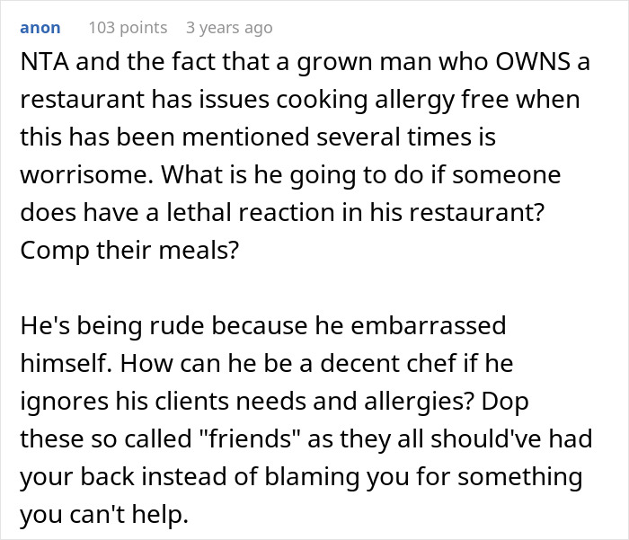 Comment discussing a teen’s allergic reaction at a friend’s house and issues with food allergy awareness. Comment discussing a teen’s allergic reaction at a friend’s house and issues with food allergy awareness.