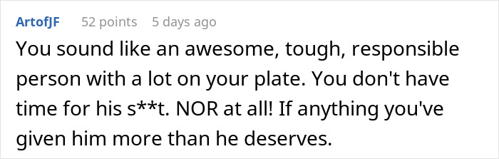 Screenshot of a Reddit comment calling out a lazy guy for being irresponsible and not deserving his girlfriend&rsquo;s patience.