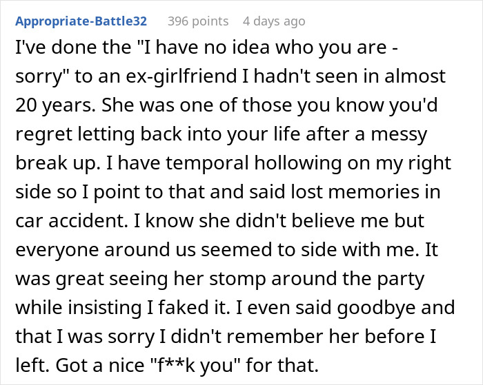 Text post from user Appropriate-Battle32 sharing a story about crushing a former bully&rsquo;s ego at a reunion after 20 years.