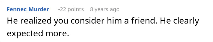 Screenshot of an online comment discussing a man cutting a date short after being set up with a widow and single mom.