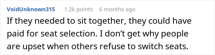 Screenshot of an online comment discussing a woman refusing to give up her plane seat and the reactions it prompted.