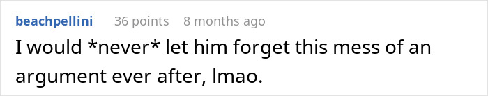 Comment discussing a messy argument about a guy convinced he took an art class with his girlfriend who has no memory.