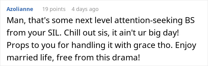 Comment on a forum about a woman pretending to be the bride at her sister-in-law&rsquo;s wedding, causing drama.