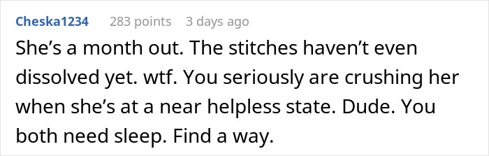 New mom struggling to care for baby while husband watches and judges, highlighting postpartum challenges and lack of support.