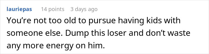 Comment expressing advice to move on from a long-term relationship after a man breaks up with girlfriend over a cheese argument.