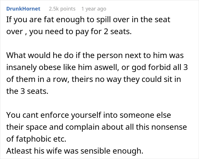 Person Called "Fatphobic" For Refusing To Let Obese Guy Invade Their Seat, Sparks Flight Drama