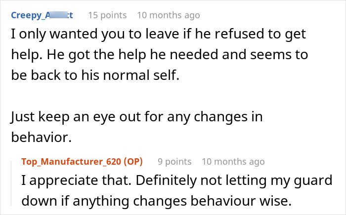 Screenshot of a forum discussion where a woman talks about giving her husband another chance and learning a hard lesson.