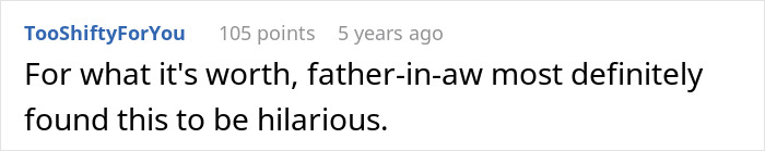 Comment about husband parents native language being found hilarious by father-in-law in an online discussion thread.