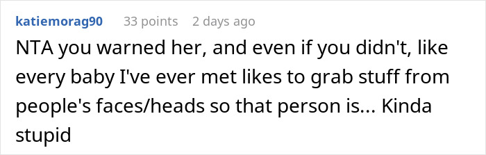 Screenshot of an online comment about a woman refusing to pay &pound;2,300 after her baby breaks a friend&rsquo;s iPhone and Gucci sunglasses.