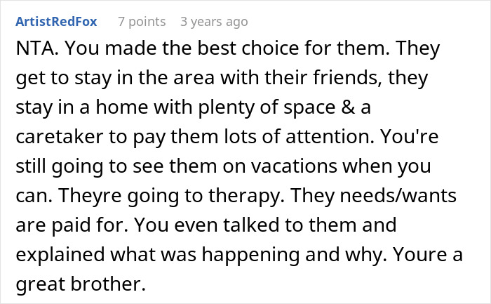 Comment discussing a brother&rsquo;s decision on sister unwanted siblings adoption, focusing on care and support provided.