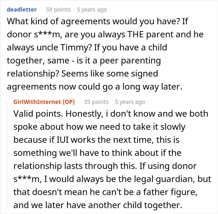 Woman debating hiding artificial insemination plans from date, expressing desire to become a mother more than ever.