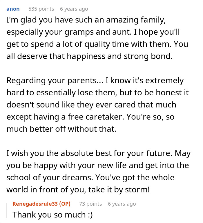 Comment expressing support for a teen feeling like a prisoner babysitting autistic sibling and calling parents out. Comment expressing support for a teen feeling like a prisoner babysitting autistic sibling and calling parents out.