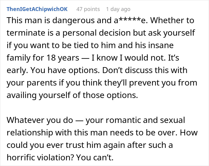 Comment warning about boyfriend tampering with girlfriend’s birth control and advice on trust and pregnancy options. Comment warning about boyfriend tampering with girlfriend’s birth control and advice on trust and pregnancy options.