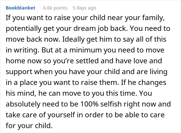 Screenshot of a forum comment discussing a husband telling his pregnant wife he loves her but isn&rsquo;t in love.