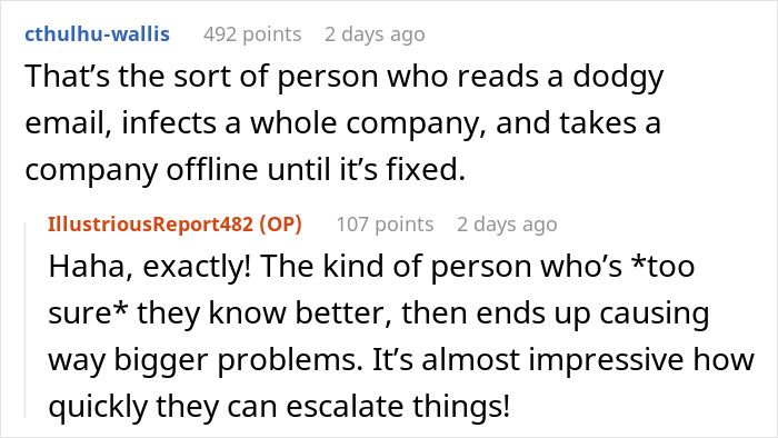 Reddit comment discussing how a dodgy email causes server down during business hours due to malicious compliance. Reddit comment discussing how a dodgy email causes server down during business hours due to malicious compliance.