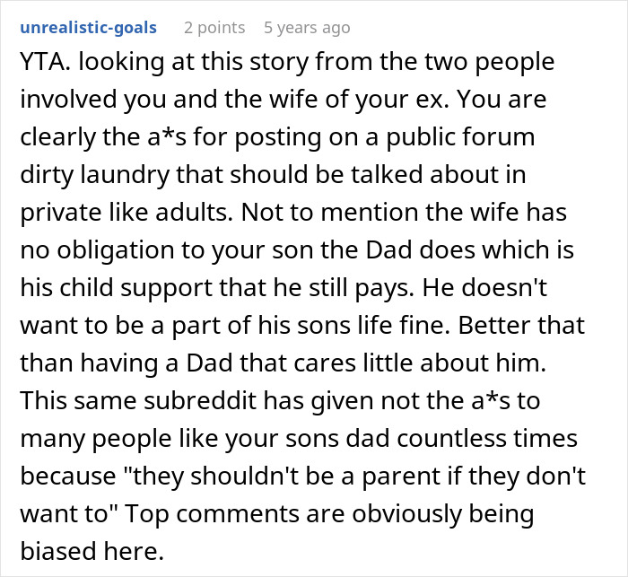 Online comment criticizing mom bragging about no boys necessary, addressing husband’s abandoned son and child support issues. Online comment criticizing mom bragging about no boys necessary, addressing husband’s abandoned son and child support issues.
