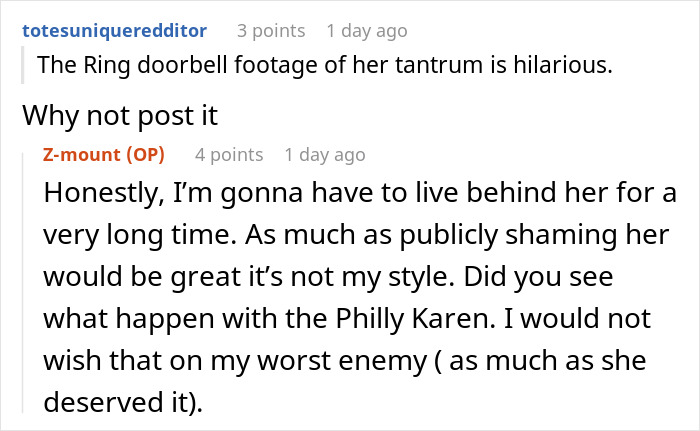 Screenshot of a Reddit conversation about a neighbor blasting 1900s Greek chanting music to annoy a woman. Screenshot of a Reddit conversation about a neighbor blasting 1900s Greek chanting music to annoy a woman.