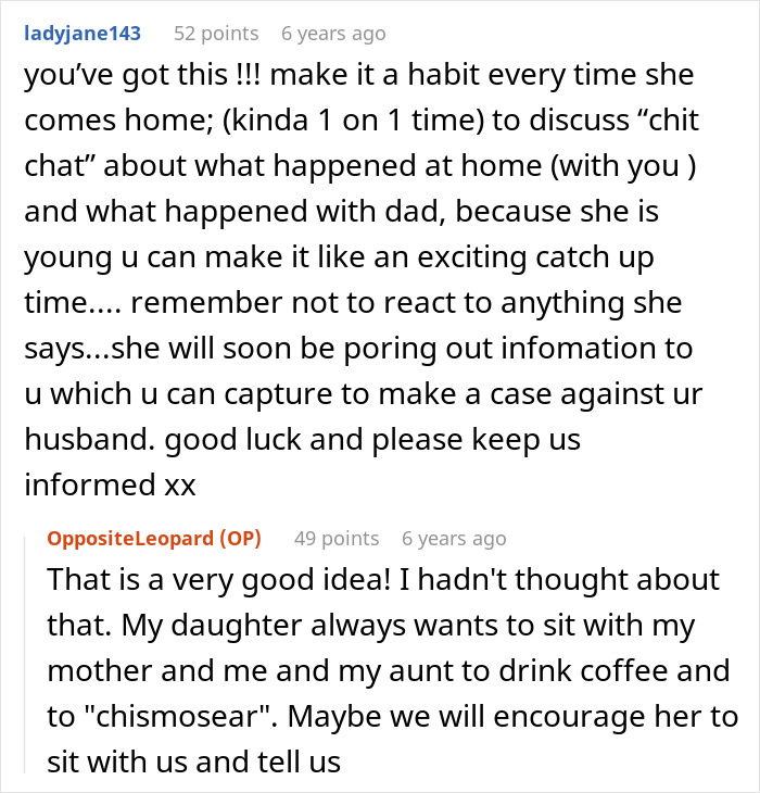 Comments discussing a mother's advice on talking with a child about family issues amid a situation involving essential oils poisoning.