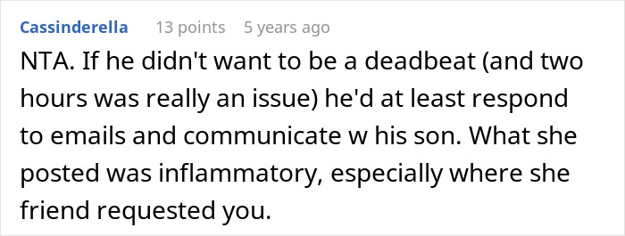 Screenshot of an online comment discussing a mom bragging about no boys necessary and a husband’s abandoned son. Screenshot of an online comment discussing a mom bragging about no boys necessary and a husband’s abandoned son.