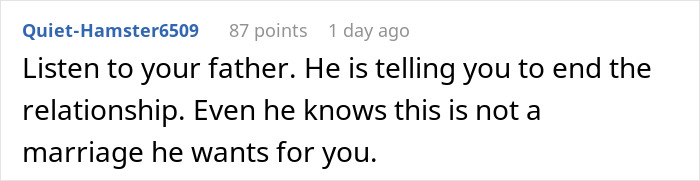 Comment on relationship conflict where man lashes out at fianc&eacute;e after family dress shopping without her.