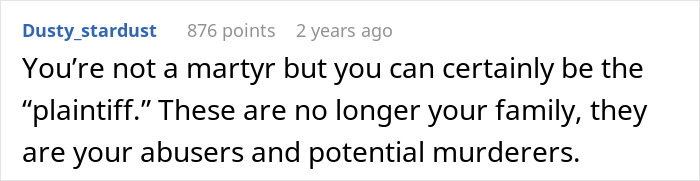 Comment discussing family conflict and abuse in relation to a woman accusing her brother-in-law of causing anaphylactic shock.