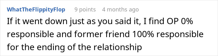 Comment on bride demands 200 from friends after cheap wedding shower gifts causes conflict in relationship.