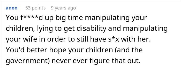 Comment criticizing manipulation and deceit after husband finds out wife is cheating and uses pro revenge to walk away with everything.