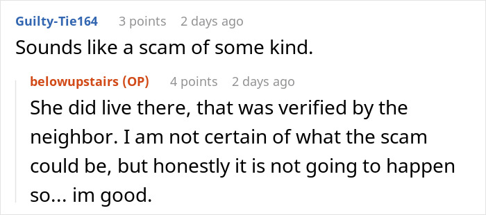 Screenshot of online discussion about woman demanding to marry in stranger&rsquo;s backyard and refusal causing distress.