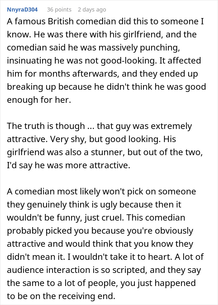 Woman’s worst fear comes true at stand-up show, ending up crying instead of laughing during the comedy performance. Woman’s worst fear comes true at stand-up show, ending up crying instead of laughing during the comedy performance.