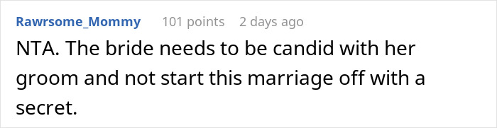 Comment discussing the bride&rsquo;s reaction to the groom kissing his best friend at the bachelor party.