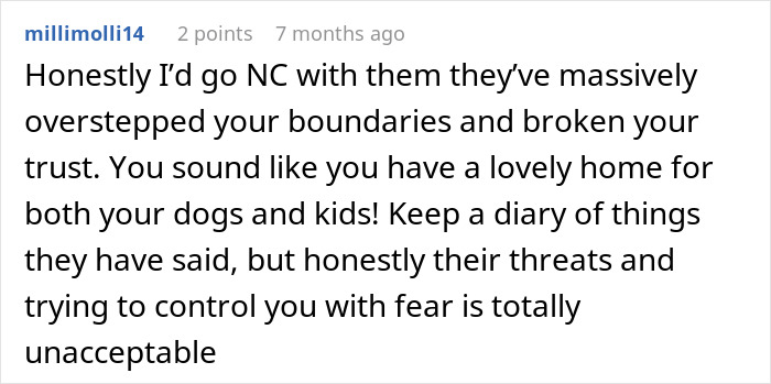 Comment warning about fear of CPS call due to spouse&rsquo;s parents disapproving dogs in the house, suggesting keeping a diary.