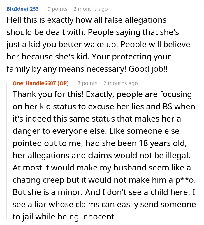 Reddit discussion highlighting intense brother daughter family drama over false allegations and protection of family.