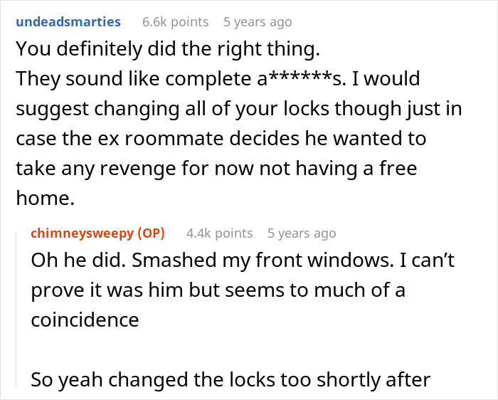 Reddit conversation about woman dumping boyfriend after period-related disrespect and concerns over safety and revenge.