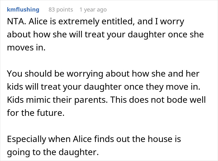 Comment highlighting a man defending his daughter&rsquo;s room and concerns about treatment from his fianc&eacute;e and her family.