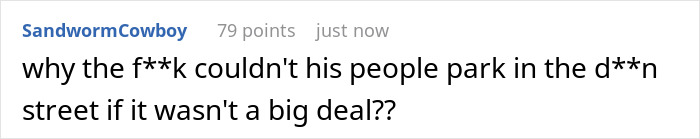 Comment expressing frustration about neighbor repeatedly using nurse's driveway after a 12-hour shift.