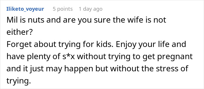 Screenshot of a social media comment discussing a mother-in-law banned after secret digging through trash is discovered.