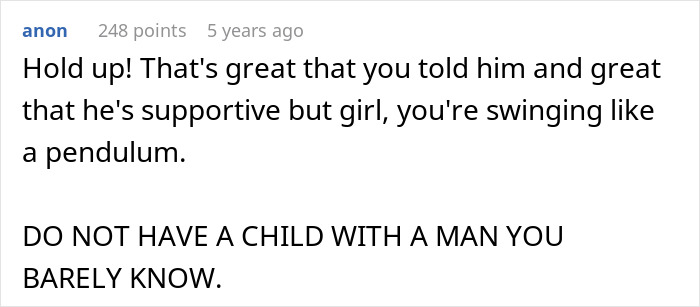 Screenshot of an online comment debating artificial insemination plans and the desire to be a mother.