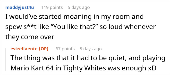 Screenshot of a Reddit conversation about a guy told his boxers bothered guests and awkward reactions shared in comments.