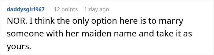 Reddit comment discussing the situation where ex-wife and new husband legally changed their name to his full name.