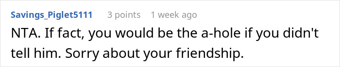 Screenshot of an online forum post discussing a woman exposing her best friend&rsquo;s affair to her boyfriend.