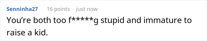 Screenshot of an online comment criticizing maturity, related to a husband posing as pregnant wife loyalty test.