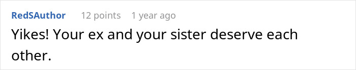 Comment on a social platform expressing shock and blaming a woman's ex and sister amid a woman&rsquo;s world crumbling after husband's dark secret.