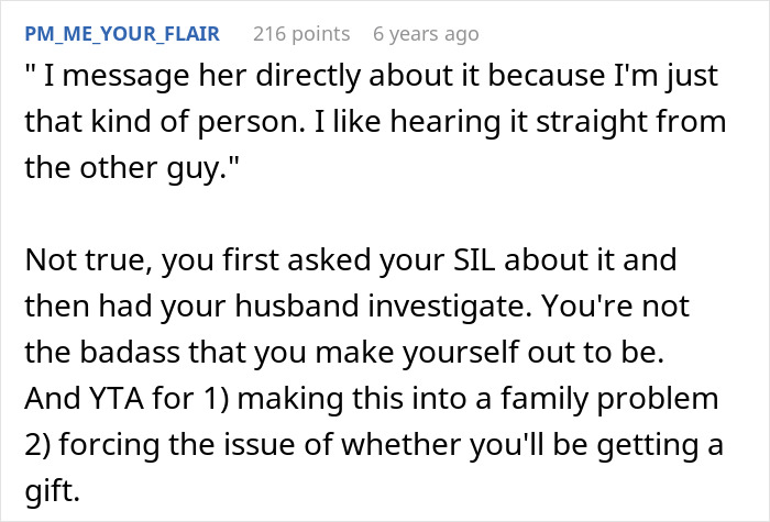 Screenshot of an online discussion where a childfree woman is upset about her MIL refusing to make a family quilt. Screenshot of an online discussion where a childfree woman is upset about her MIL refusing to make a family quilt.
