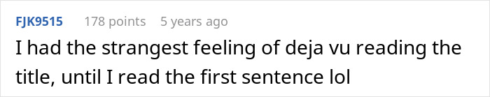 Commenter sharing a humorous reaction about feeling deja vu related to husband parents native language topic online.